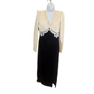 Vtg 70's Scott McClintock USA Party Formal White Top w/Green Velvet Skirt  8​